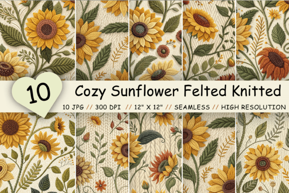 Cozy Sunflower Felted Knitted Seamless