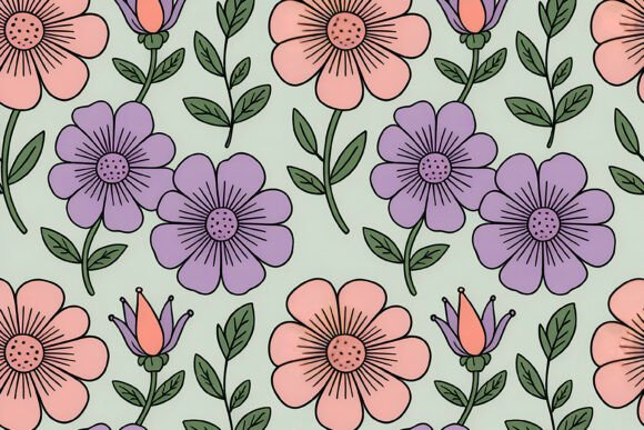 Cute Ditsy Pastel Flower Pattern