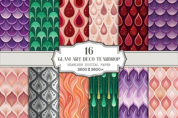 Glam Art Deco Teardrop Seamless Pattern: Elevate Your Creative Projects