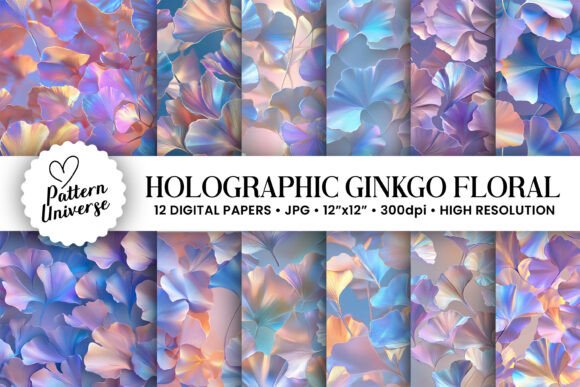 Holographic Ginkgo Flowers Pattern: A Versatile Design for Creative Projects