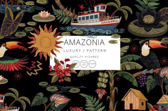 Jungle Tropical Abstract Folk Art