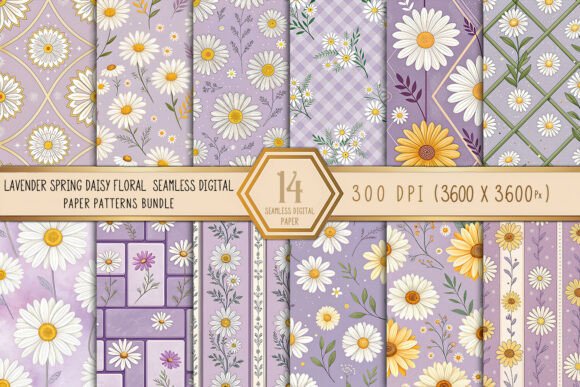 Lavender Spring Daisy Floral Seamless