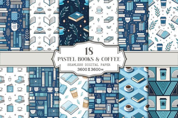 Pastel Blue Books Coffee Seamless: A Versatile Design for Creative Projects