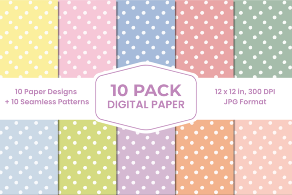 Pastel Dots Digital Paper Pack Bundle