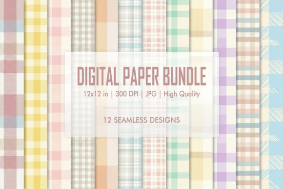 Pastel Gingham Digital Paper JPG Bundle: A Soft Touch for Creative Projects