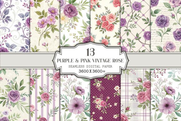 Purple Pink Vintage Rose Seamless