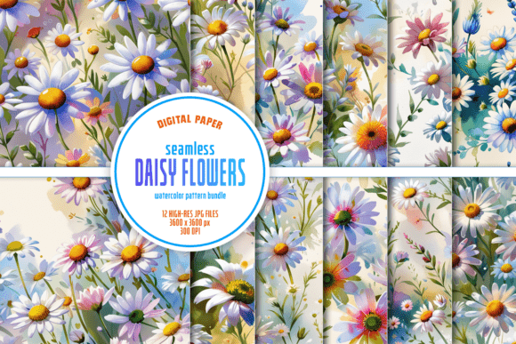 Seamless Daisies Flower Watercolor Pack: A Versatile Creative Resource