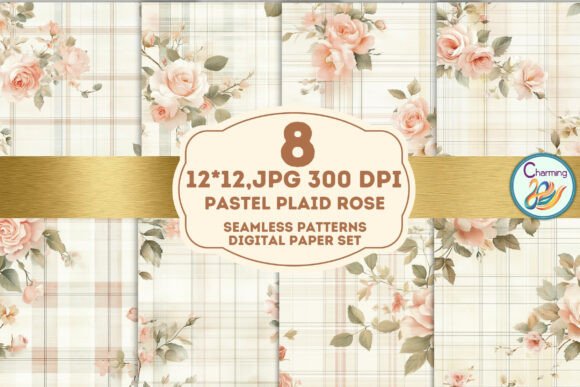 Seamless Paper Pastel Plaid Rose