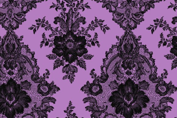 Seamless Pattern 2 Black Vintage Lace Fl