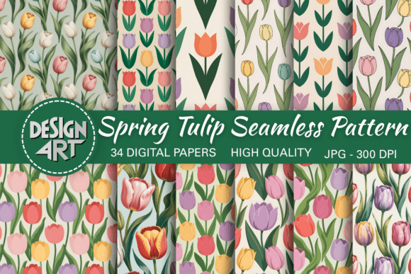 Spring Tulip Seamless Pattern