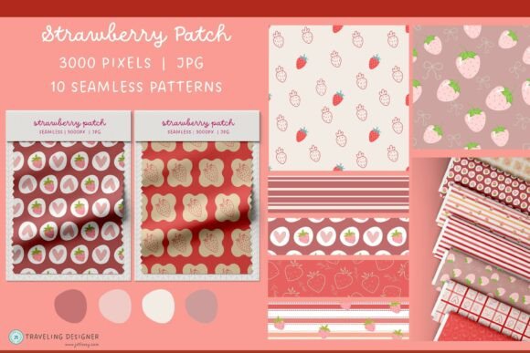 Strawberry Love Seamless Pattern Set: A Sweet Addition to Your Creative Projects