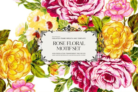 Watercolor Rose Floral Motif Background