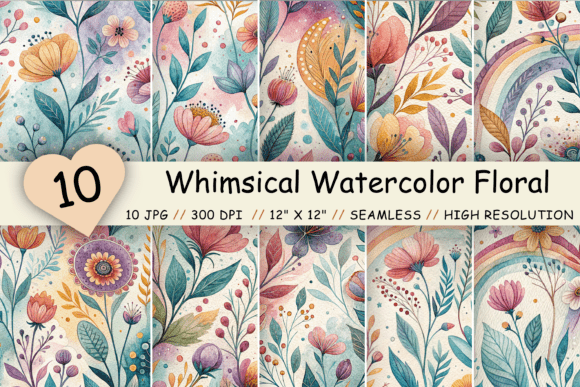 Whimsical Watercolor Floral Pattern: A Creative Resource for Every Project