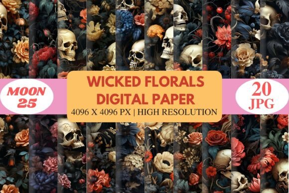 Wicked Florals Digital Paper: A Fusion of Dark Elegance and Dramatic Beauty